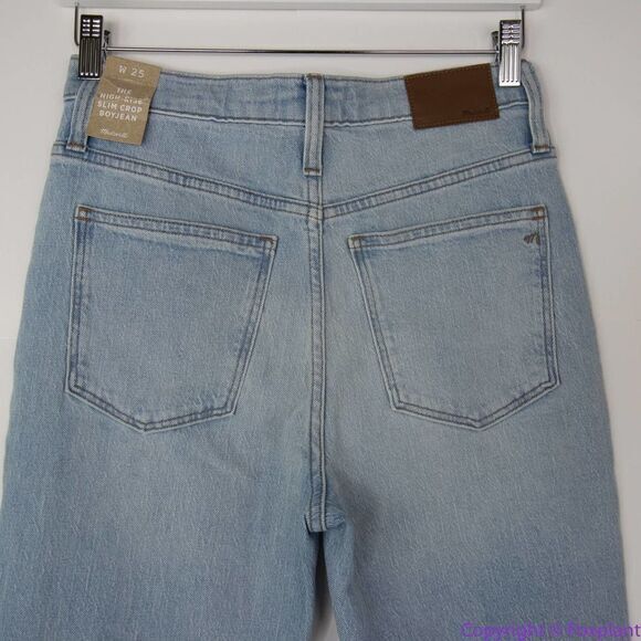 NEW Madewell High-Rise Slim Crop Boyjean in Dumas Wash: Ripped Edition, 25 - Picture 7 of 16